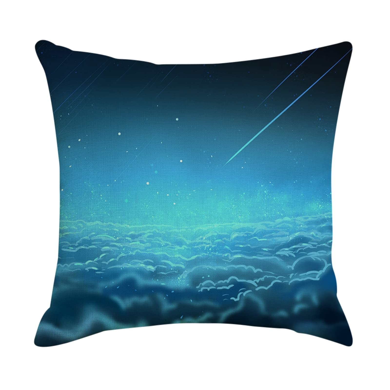 AmDxD Juego de 4 fundas de cojín decorativas, 50 x 50 cm, suaves, cuadradas, con patrón de nubes, en lino, para salón, dormitorio (juego de 4 unidades, azul)