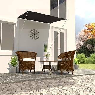 LAKE LIFE Adjustable Retractable Awning for Terrace or Balcony, Manually Operated, Water Resistant, 59.1" x 59.1", Anthracite