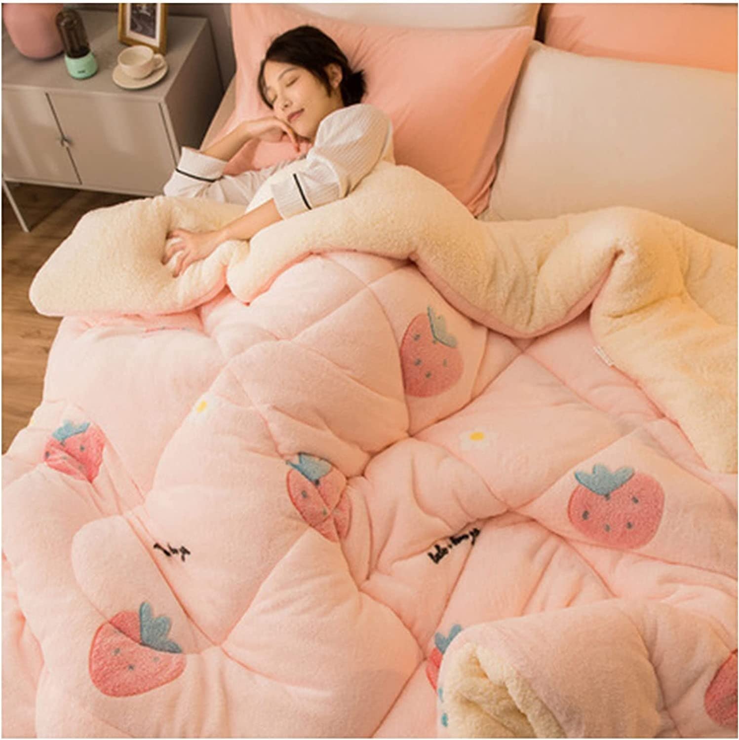 LLiuvcc Thick Warm Cashmere Blanket Bedding, Fleece Blanket, Winter Quilt Thicken Lamb Cashmere Duvet for Winter Double Bed, Bedding, Fluffy Soft Plush(Colour7,150x200cm(3.5KG))