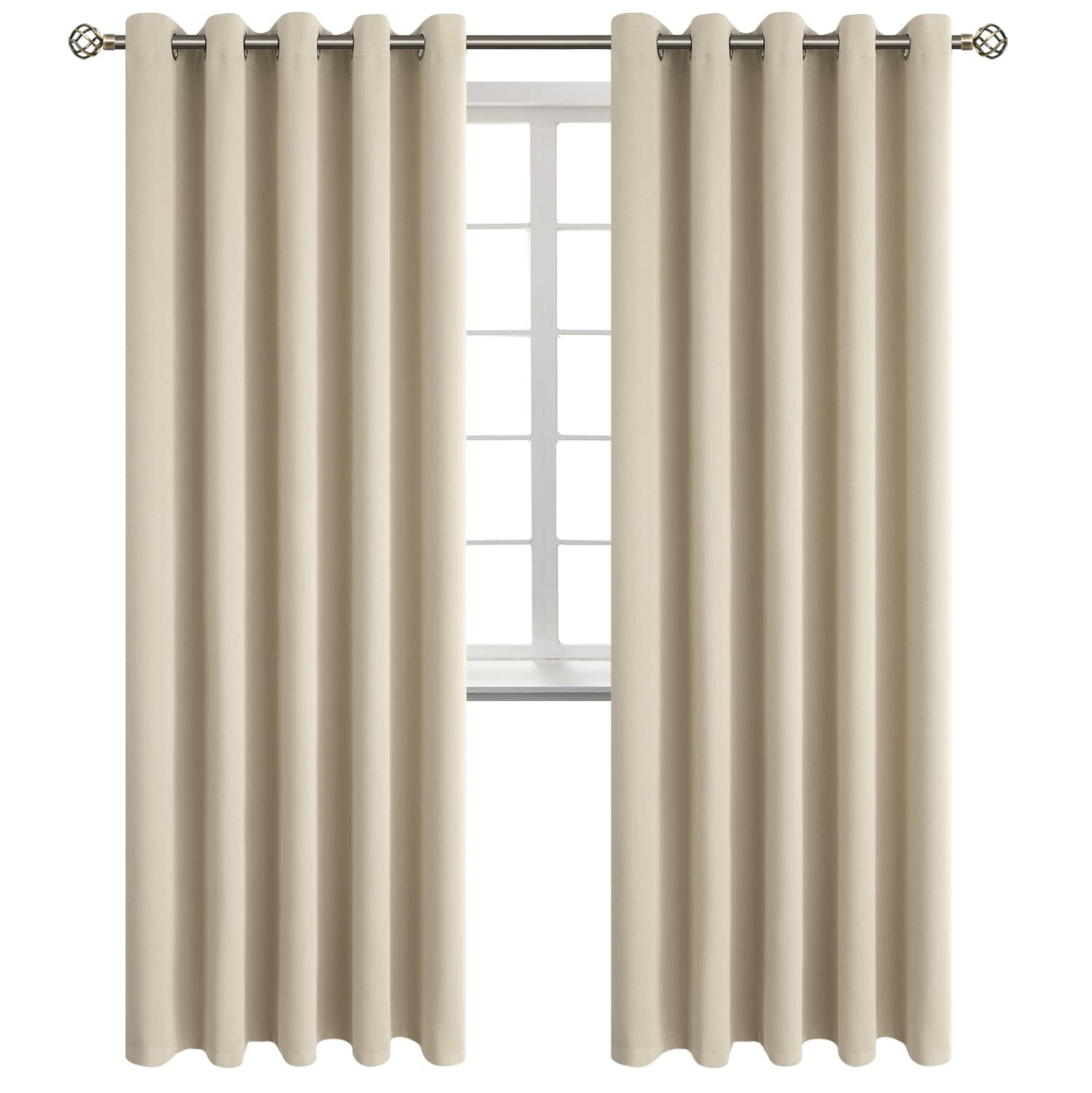 BGment Beige Room Darkening Curtains 84 Inch for Living Room - 2 Panels
