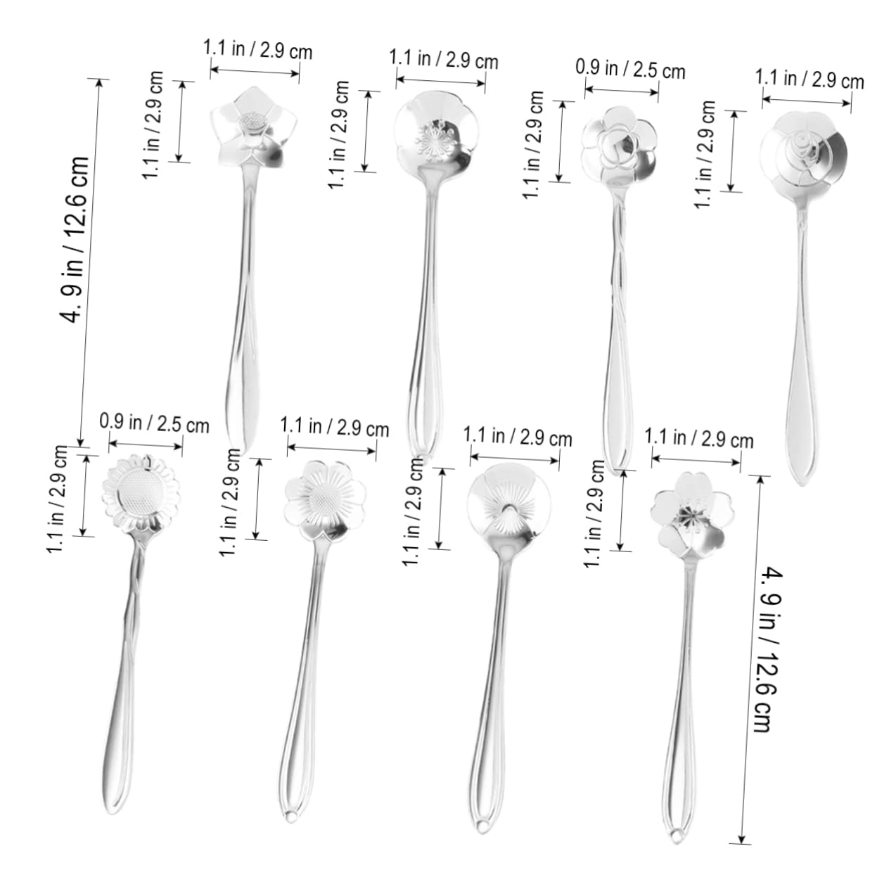 NAMOARLY 8pcs Flower Shaped Spoons Set Stainless Steel Creative Petal Teaspoon for Ice Tea Lemonade Dessert