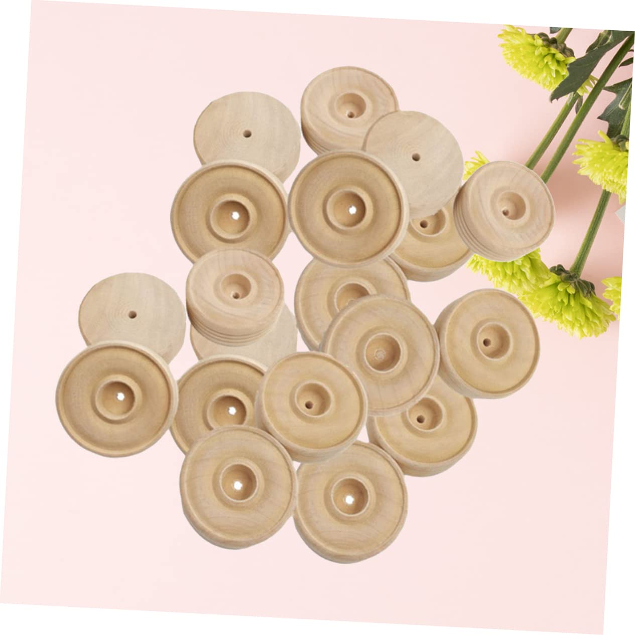 INOOMP Lot de 20 roues en bois pour travaux manuels, décorations en bois brut pour modèles de voitures, projets créatifs