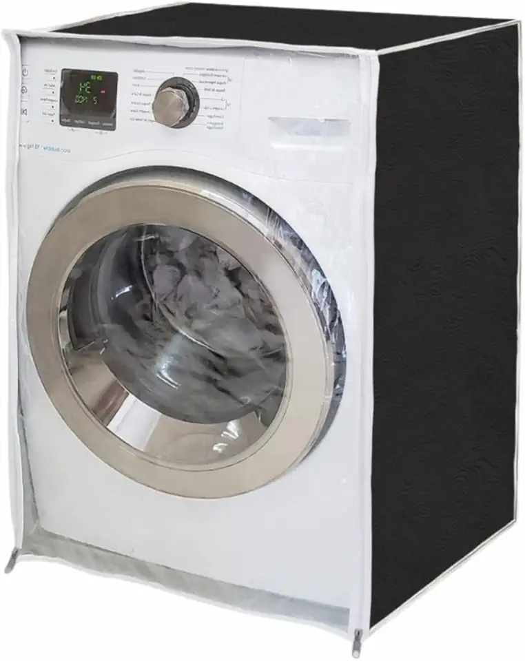 "Capa Para Maquina Frontal Lava E Seca LG Samsung Eletrolux Midea 6Kg 7Kg 8Kg 9Kg 10Kg 11Kg Impermeável Flanelada Com Zíper Proteção Contra Chuva e Raios UV " (Preto)