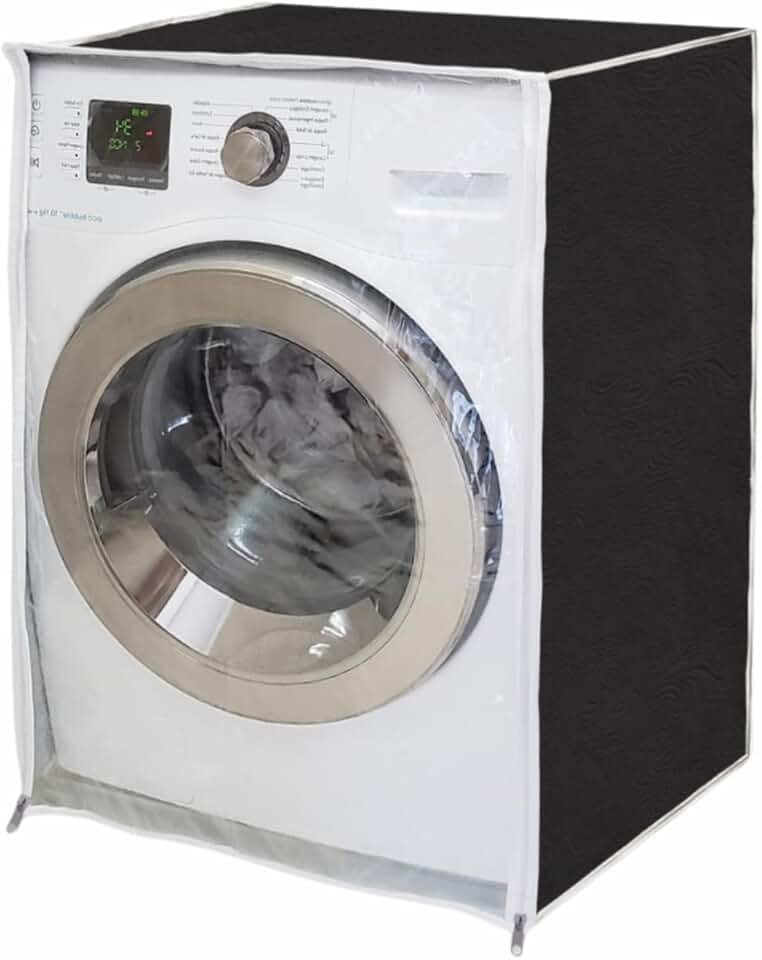 "Capa Para Maquina Frontal Lava E Seca LG Samsung Eletrolux Midea 6Kg 7Kg 8Kg 9Kg 10Kg 11Kg Impermeável Flanelada Com Zíper Proteção Contra Chuva e Raios UV " (Preto)