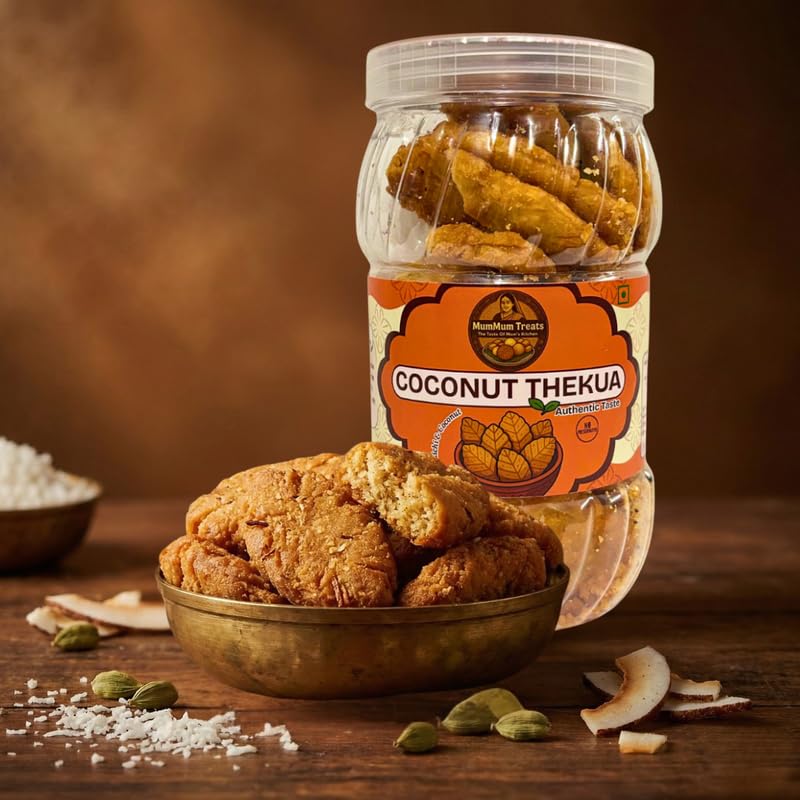 Image of MumMum Treats Coconut Thekua 350g | Bihari Traditional Mithai | Handcrafted Sweet Snack Made with Jaggery