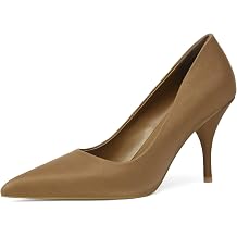 iiimmu Stiletto Pumps for Women 3.5 Inch Pointed Toe High Heels Satin Finish Closed Toe Dress Shoes for Wedding Party and Office Wear