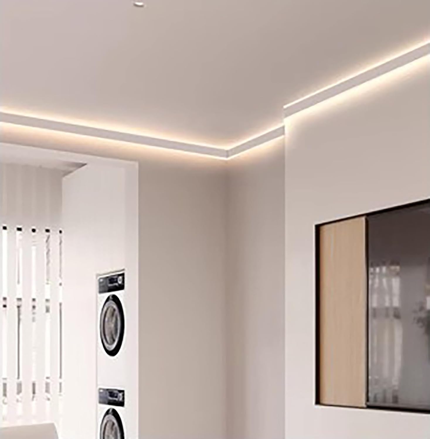 Black Aluminum Profile LED Crown Molding Channel - 2m/6.6ft Surface Mount Indirect Lighting Diffuser for Wall/Ceiling Trim Slot - Perfect for LED Strip Lights