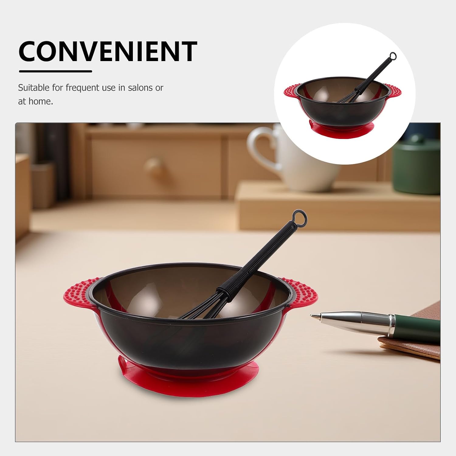 FOMIYES 2pcs Hair Coloring Kit: Professional Hair Dye Bowl with Suction Cup Base and Whisk Mixer Set, Plastic Mixing Bowls, Permanent HairColor & Root Touch Up Tools