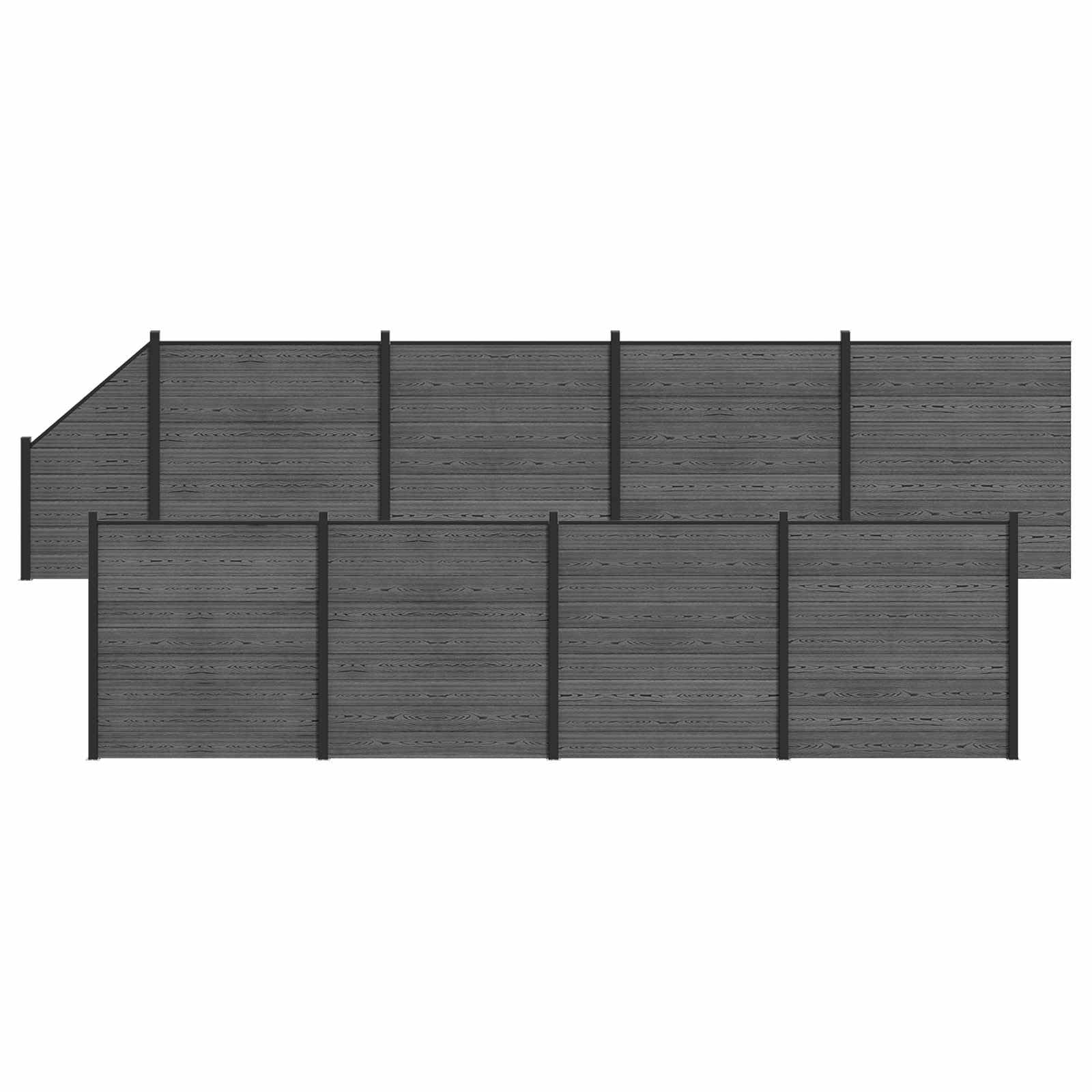 Vidaxl Grey (Grey Chiné 14) Fence Panel 9 Pieces Wpc And Aluminium Grey