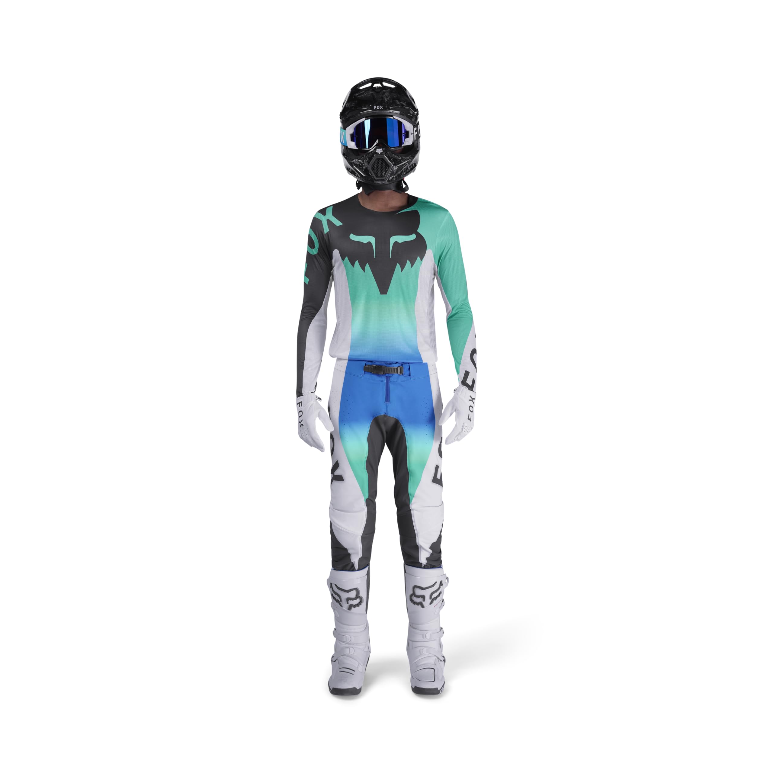 FOX Flexair Spire Maglia da motocross, bianco/nero/ciano, L