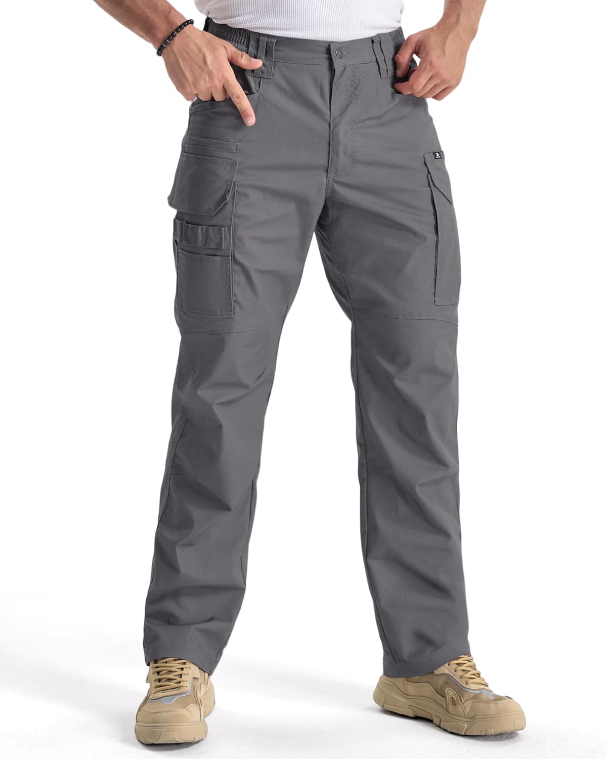 IGOLUMON Work Pants for Men Cargo Tactical Pants with 9 Pockets, Ripstop Lightweight Stretch Outdoor Hiking Pants