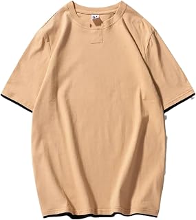 Camiseta de algodón para hombre de primavera y verano, color liso, cuello redondo, manga corta, para hombre