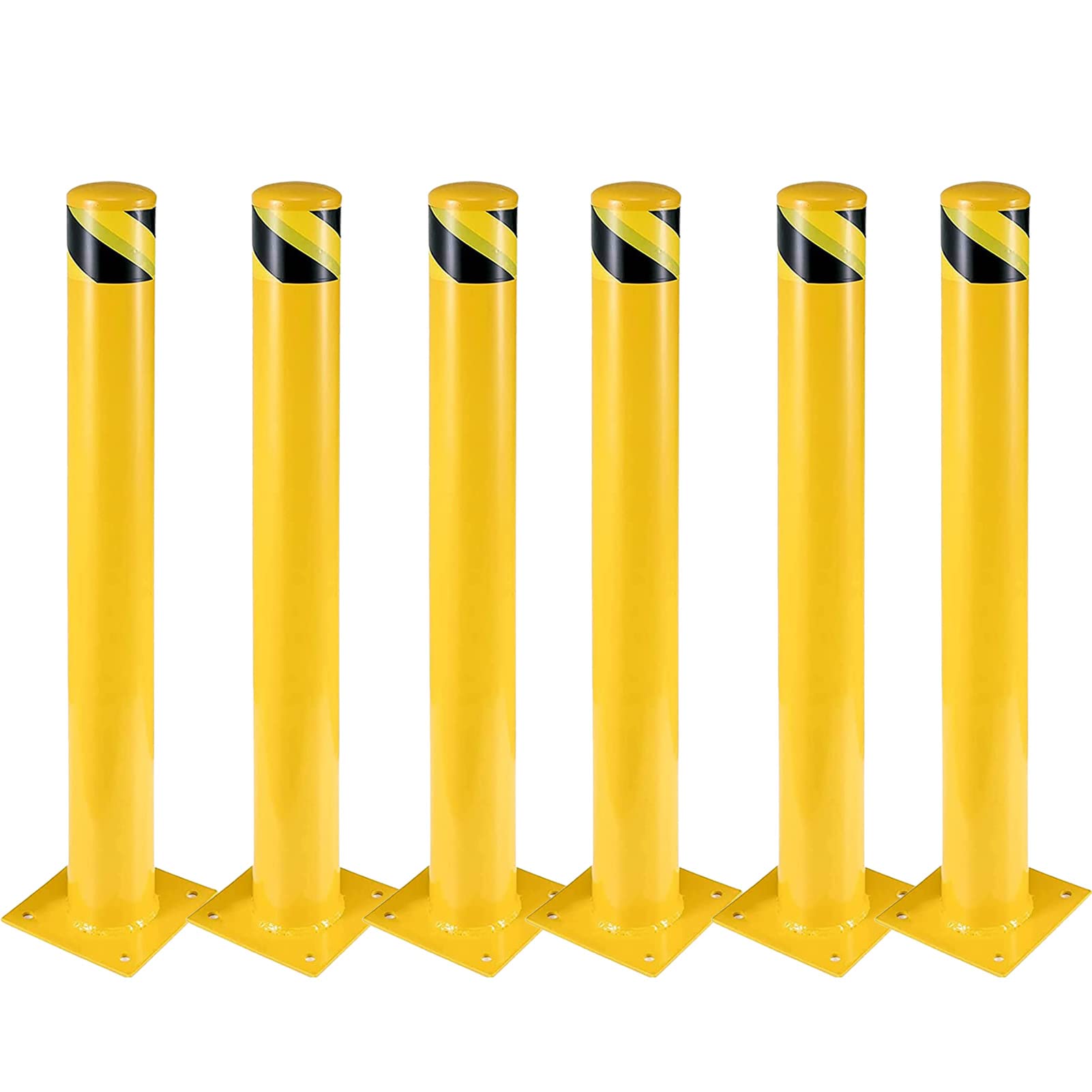 Poste de Bolardo, 91 cm Barrera Parking para Aparcamiento, Pilona Amarilla Cepos Parking para Planificación vial (6pcs)