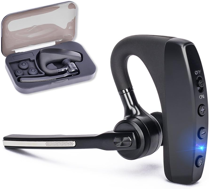 Bluetooth Headset V4.2, SHINETAO Hands-Free Bluetooth Earpiece Cell Phones, 2 HD Microphones Wireless Earpieces Business/Driving/Office, Compatible with iPhone/Samsung/Android (Pink)