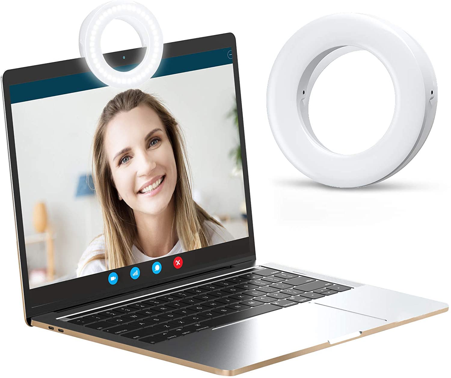 Zoom Call Light, Laptop Light for Video Conferencing, Phone Selfie Ring Light LED Circle Mini Light for Zoom Call, Self Broadcasting, Live Streaming,Online Meeting, Photography (White)