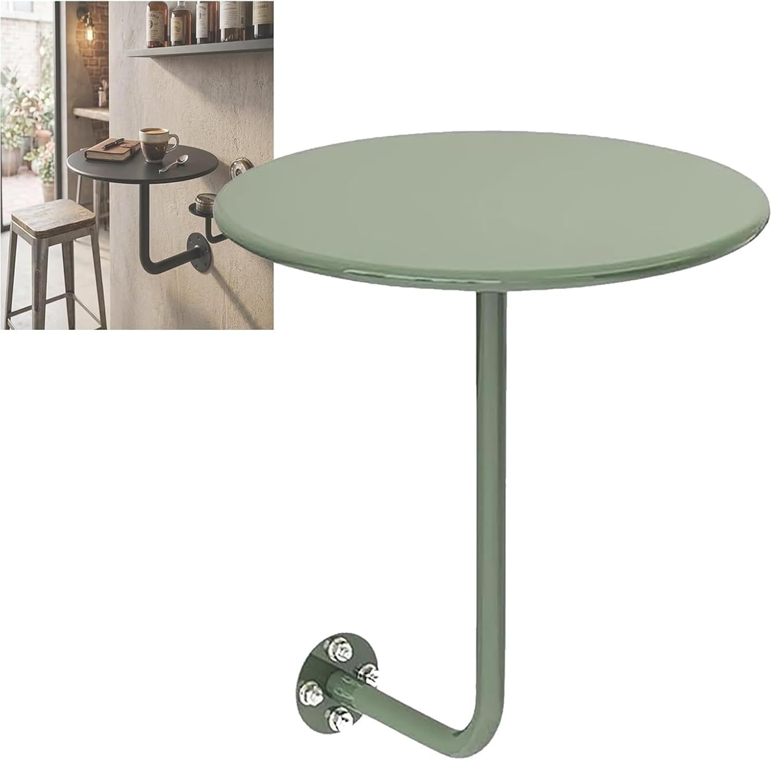 Wall-Mounted Round Bar Table, Heavy Duty Floating Desk, Space Saving Modern Cocktail Table for Pub