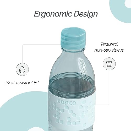 Miniatura 5 de Copco Hydra - Botellas de agua reutilizables  Juego de 2  Funda antideslizante  Tapa resistente a derrames  Botellas de agua transparentes para