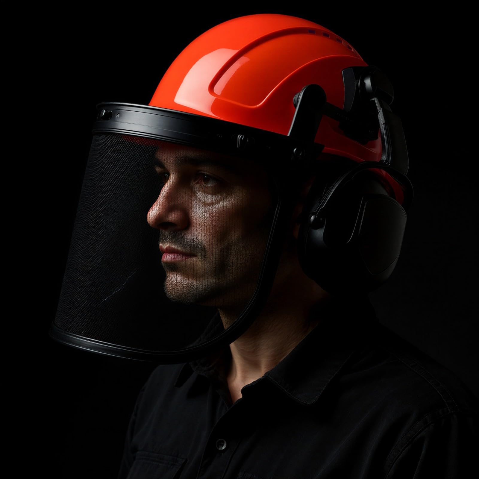 Kettensägenhelm mit Gesichtsschutz und Ohrenschützern, Industrie-Sicherheitshelm für Forst- und Holzarbeiten, verstellbar 20,8-24,8 Zoll, Schutzhelm mit Netzvisier und SNR 30 dB Gehörschutz
