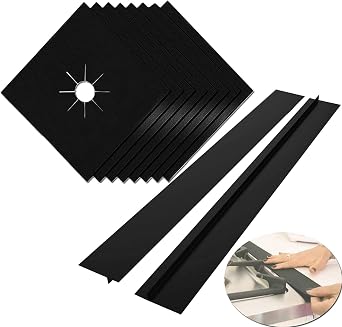 MSDADA Stove Covers, 8 Pcs 0.2 mm 10.6" x 10.6" Gas Range Protectors with 2 Pcs 21 Silicone Gap Cover Keep Stove Clean, Double Thickness, Reusable, Non-Stick, Easy to Clean | 8 Pcs 0.2 mm 10.6" x 10.6" Protectors with 2 Pcs 21 Silicone Gap Cover, Double Thickness, Reusable, Non-Stick, Easy to Clean