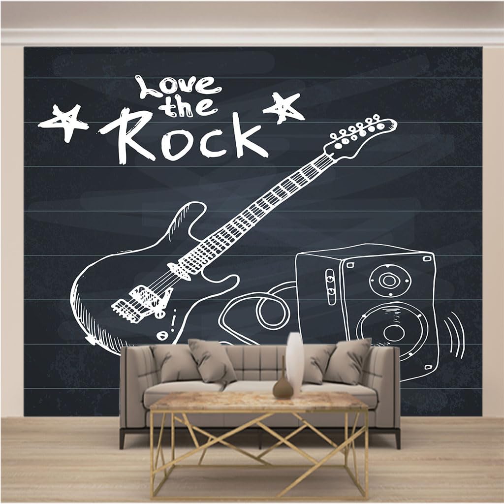 Tapisserie photo guitare acoustique pour créer un salon musical design