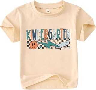 GLIGLITTR Kindergarten Shirts for Boys Toddler Back to School Outfit First Day of School T-Shirt Skateboard Short Sleeve Tops
