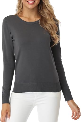 Fuinloth Womens Soft Slim Lightweight Crewneck Pullover Sweater Long Sleeve