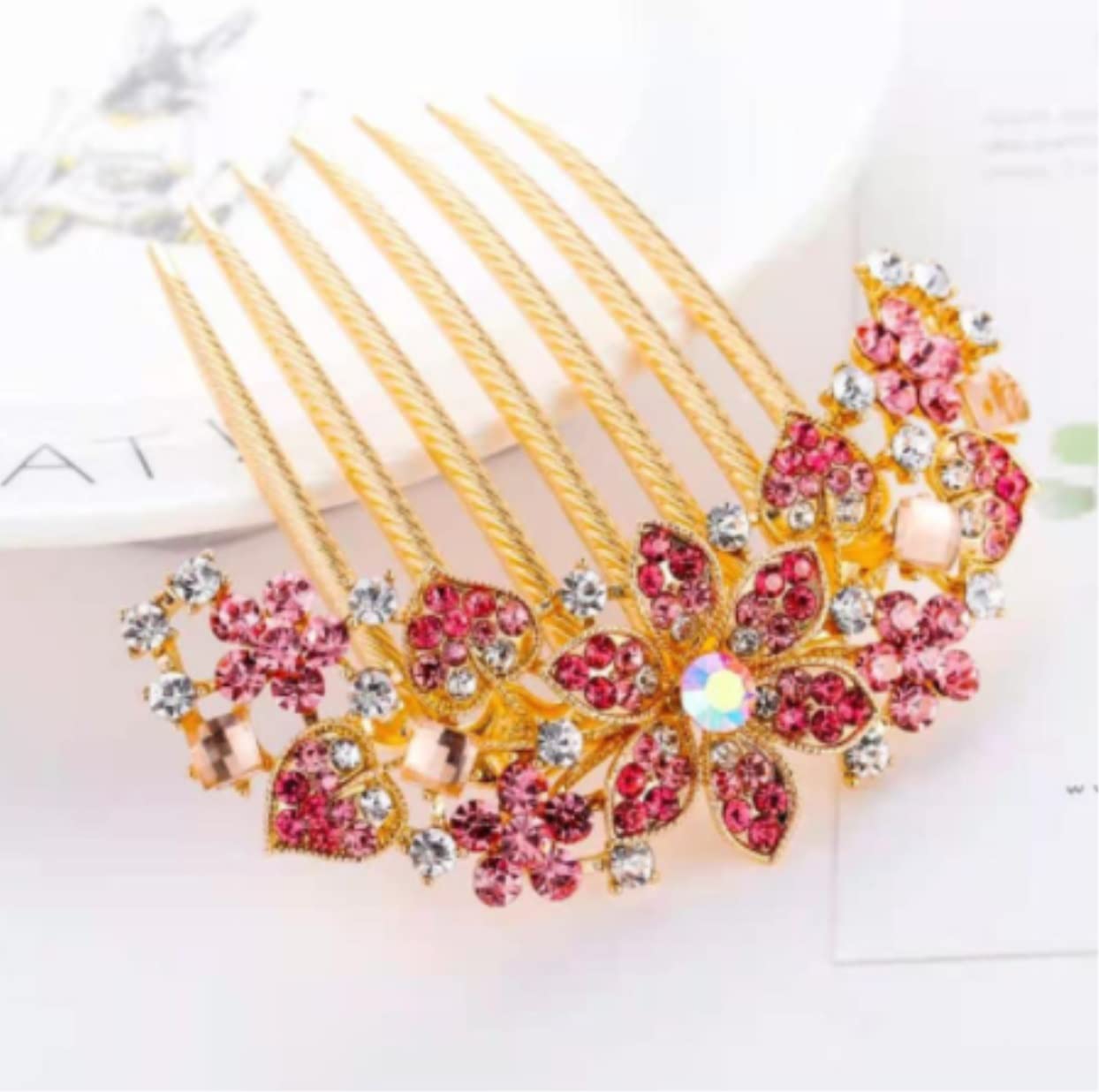 Elegantes Peinetas Para El Pelo Accesorios para peines para el cabello, diamantes de imitación de flores, peine lateral para el cabello, Clips decorativos para el peine del cabello para boda, baile de