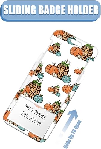 Miniatura 3 de Carrete retráctil para tarjetas de Acción de Gracias de otoño, con colgante y llavero, etiqueta de nombre de calabaza de leopardo, protector de