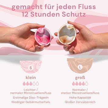 Bodyotics Menstruationsscheibe - 2 Stück Pink und Beige 12h Schutz Wiederverwendbar Periodenscheibe Medizinisches Silikon bei Starker Regel & Schwimmen Trotz Periode - Nachhaltiges Produkt