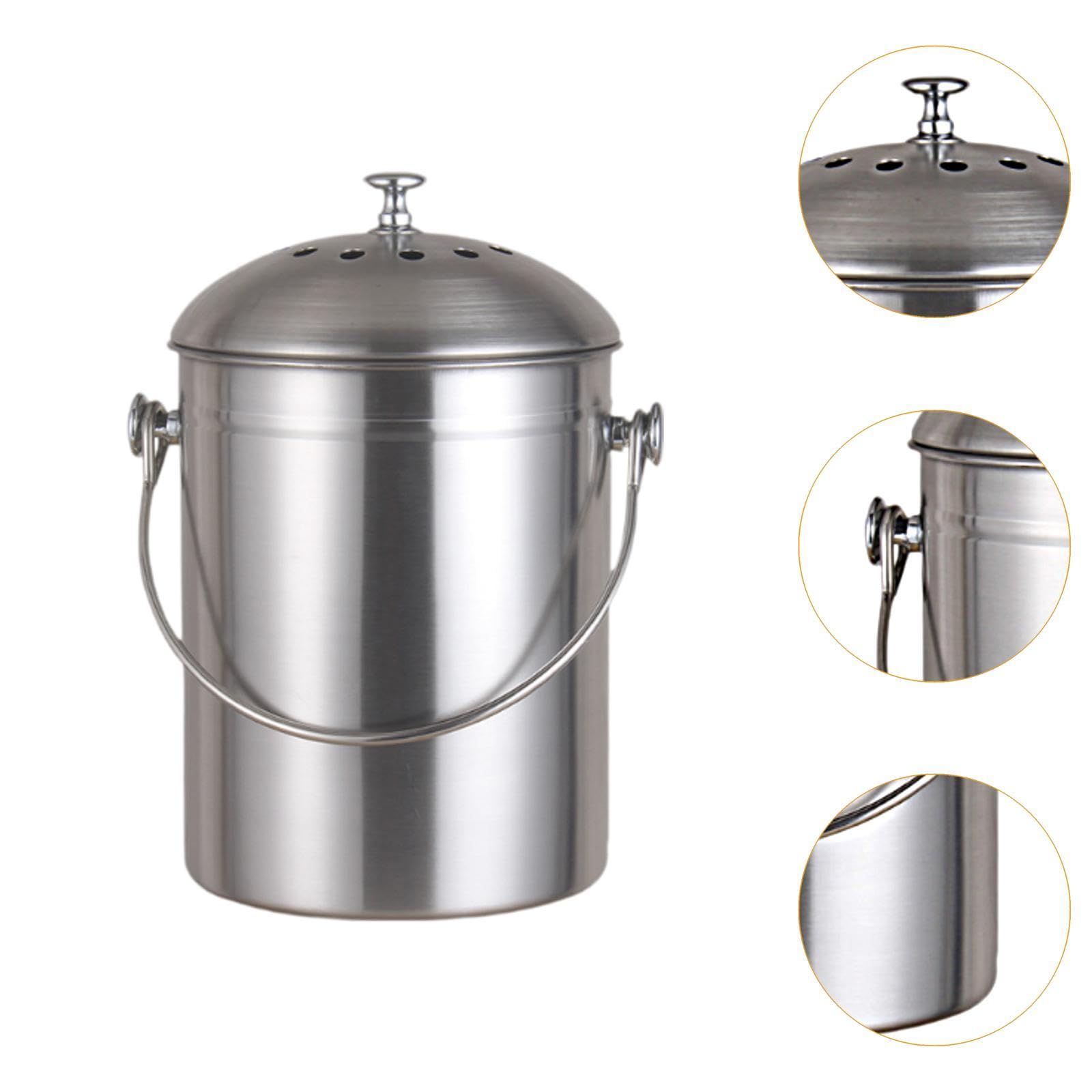 KESOTO Contenitore per Il Compost in Acciaio Inossidabile Peel Contenitore per Il Compost Riciclabile per Il Bancone della Cucina