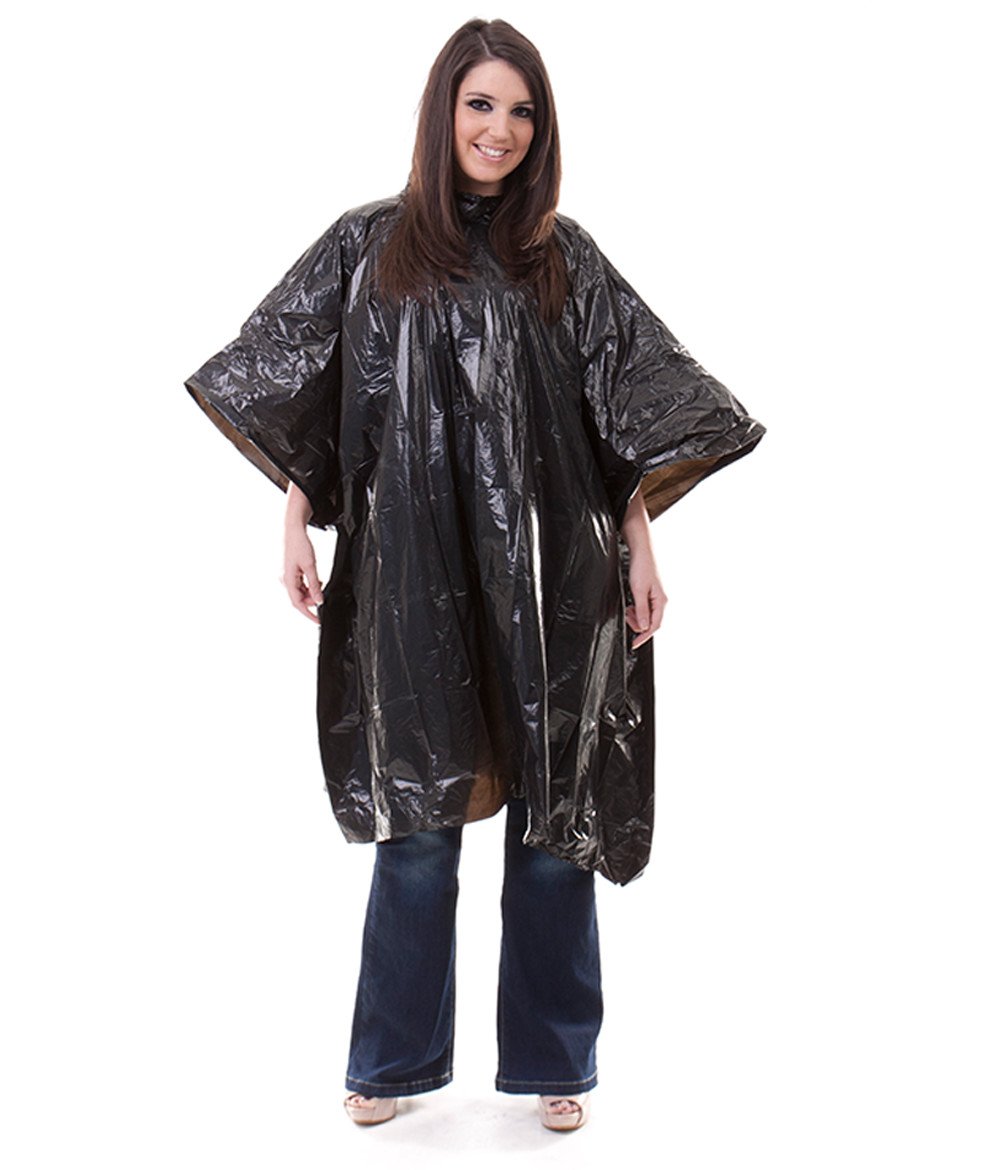 StayDry Adult Emergency Waterproof Disposable Rain Ponchos x 4 - Black