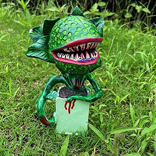 Piranha Decoration Resin Flower Ornaments, Horror Piranha Flower Replica Movie Prop Yard Ornaments Little Shop Of Horrors Halloween Decoration Outdoor Garden Decor-B #TOP3