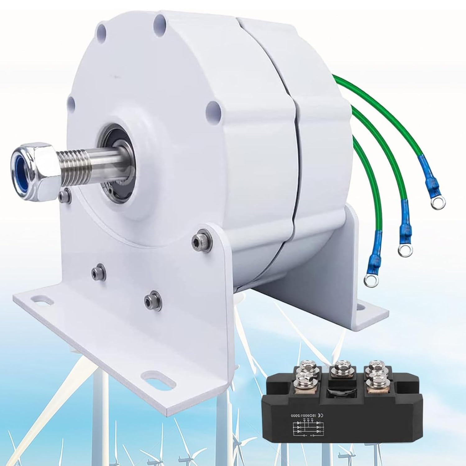 Alternatore Trifase, Generatore a Magnete Permanente CA, Generatore di Motore Elettrico a Magnete Permanente da 600W, per Turbina Eolica Orizzontale Verticale,12V