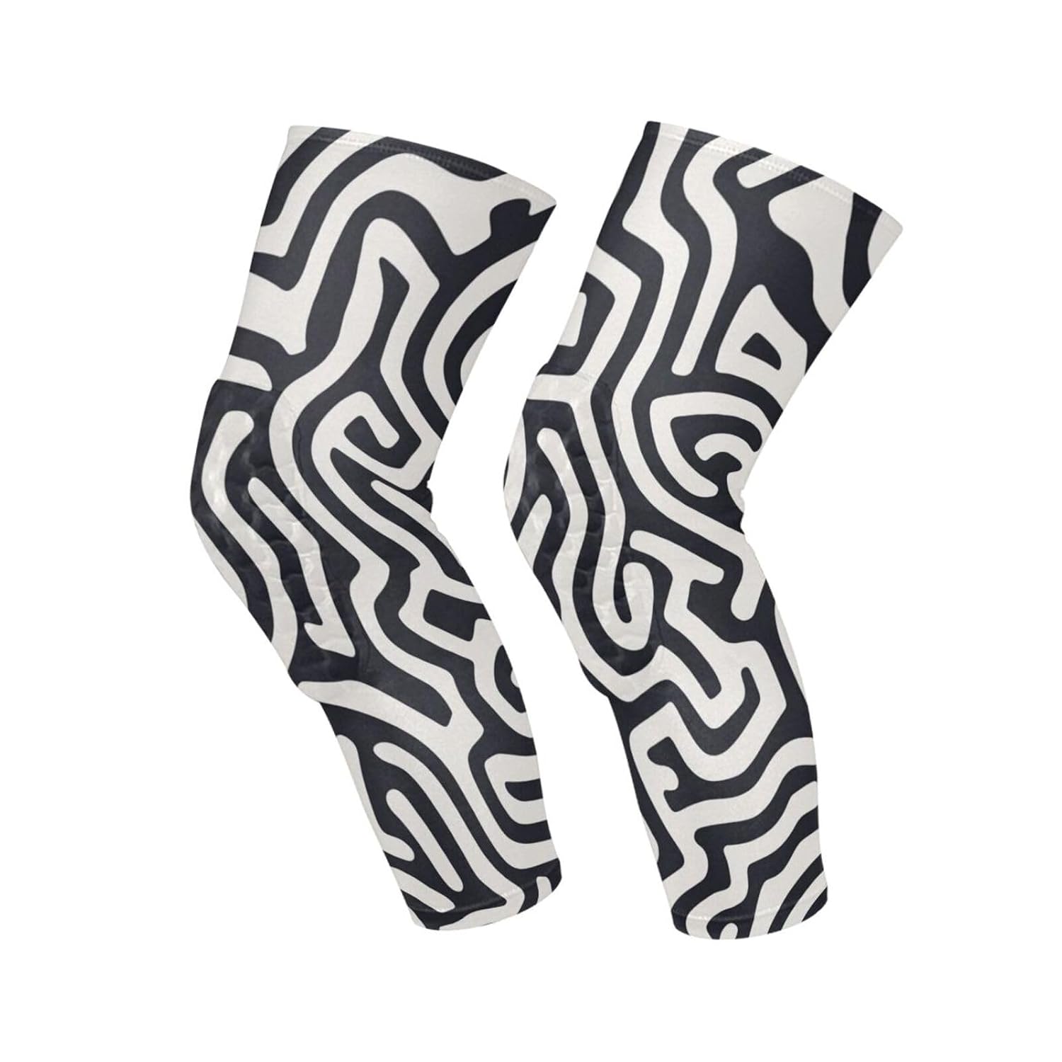 White Black Stripe compression knee brace for men (A pair) Tight Anti-Slip Design knee pad for exercise for Volleyball, Scooter, Skating, Soccer