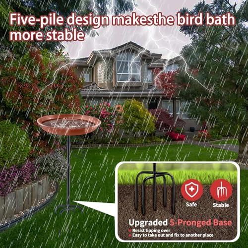 Baignoire oiseaux métal antirouille de 31cm avec pied d'ancrage solide