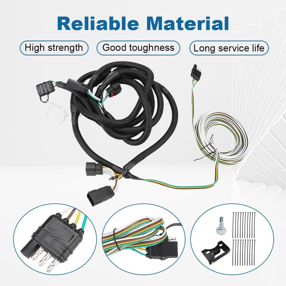 WATERWICH Towed-Vehicle RV Wiring Harness Compatible with 2018-2024 Jeep Wrangler JL, 2020-2024 Jeep Gladiator Replacement for 58964 with 4-Pin Flat Trailer Connectors