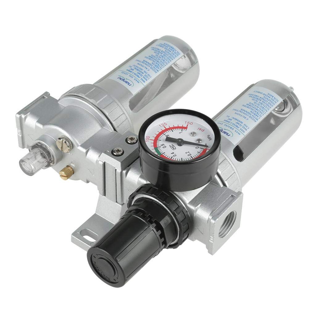 Estink Filtro Regulador de Aire Comprimido, Separador de Agua y Aceite con Manómetro, 1,27 cm