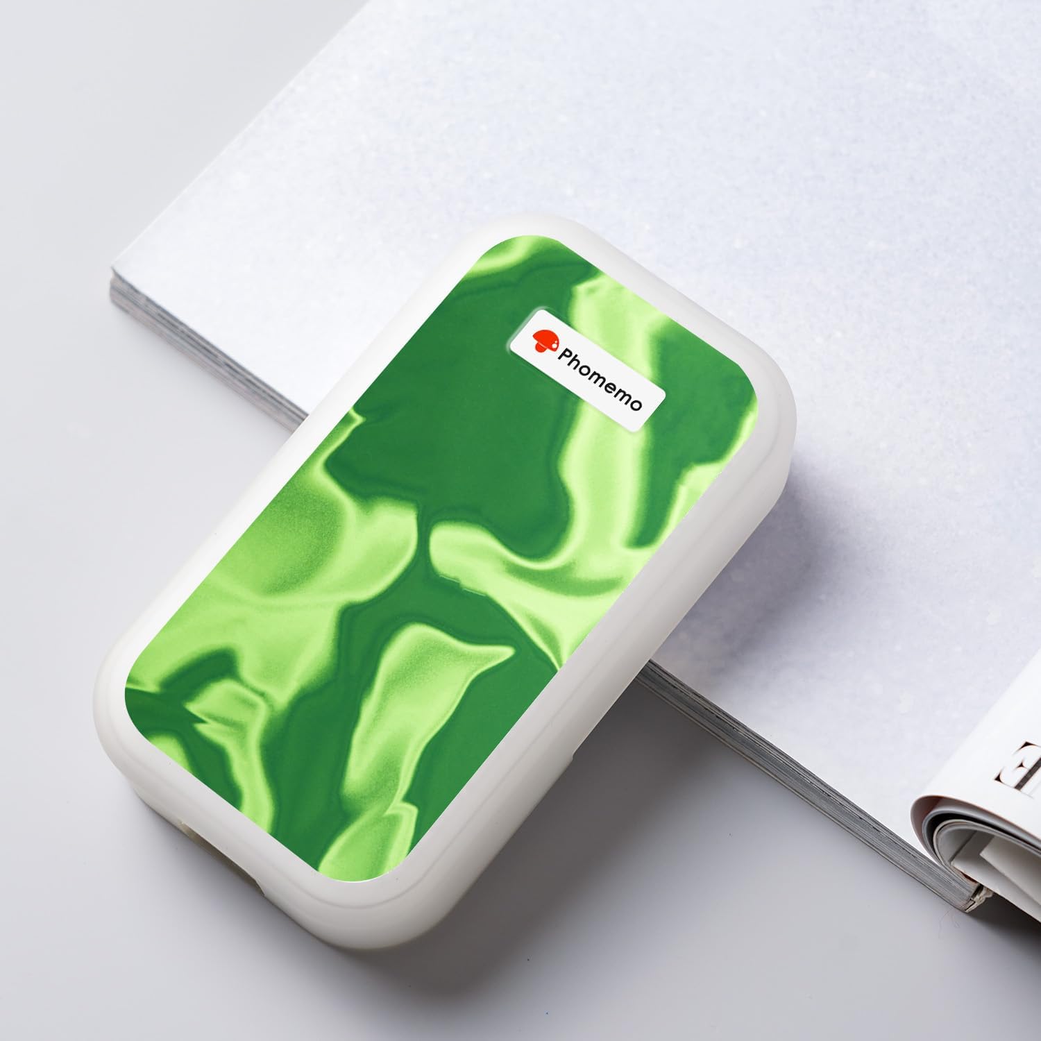 Phomemo D30 Label Maker Machine with Cover, D30 Label Maker Case - Green Rippled Silicone Cover