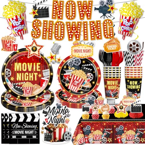 Yingoto 157pcs Movie Night Supplies, Convenient Paper Tableware Set Includes