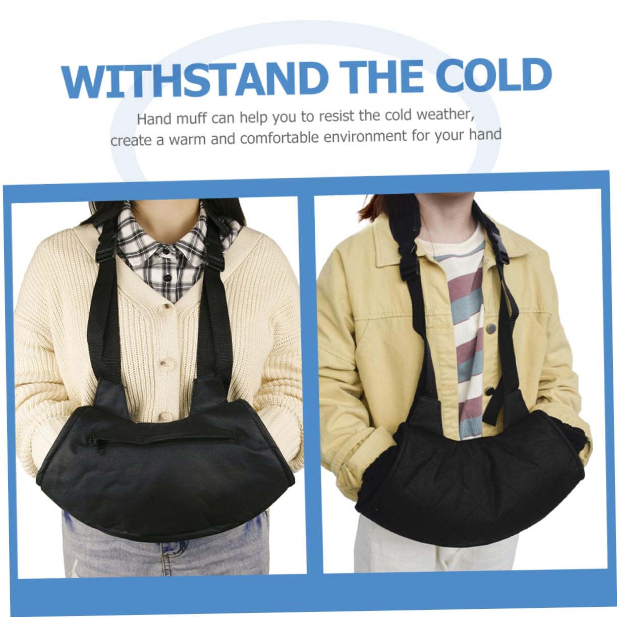 Manchon en Tissu Oxford Coton PP et Polaire Chauffe-Mains Portable Chaud et Confortable pour l'hiver en Extérieur, pour Chasse et Camping