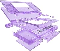 Vista 33 de eXtremeRate Carcasa completa de repuesto negra transparente para Nintendo DS Lite, funda de consola de mano personalizada con botones, lente