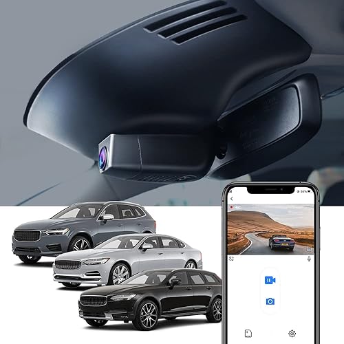 Fitcamx Cámara de tablero 4K adecuada para Volvo S90 V90 2017-2021 y XC60 2018-2021 T5 T6 (modelo A), aspecto de fábrica OEM, video UHD 2160P, WiFi