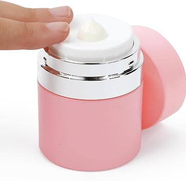 Pink Refillable Skincare Containers | 1 oz Airless Pump Jar Includes Spatula & Labels Great Travel Jars For Creams Or Lotion Dispenser Moisturizer Container Drunk Elephant Twist