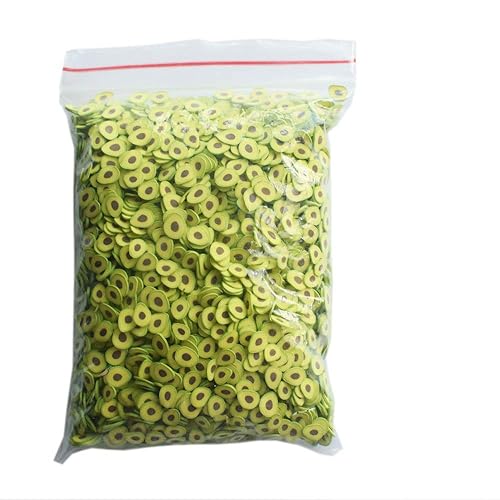 3.53 ozbolsa de aguacate polímero arcilla rebanadas para manualidades DIY pequeño lindo 0.197 in plástico fruta klei barro partículas