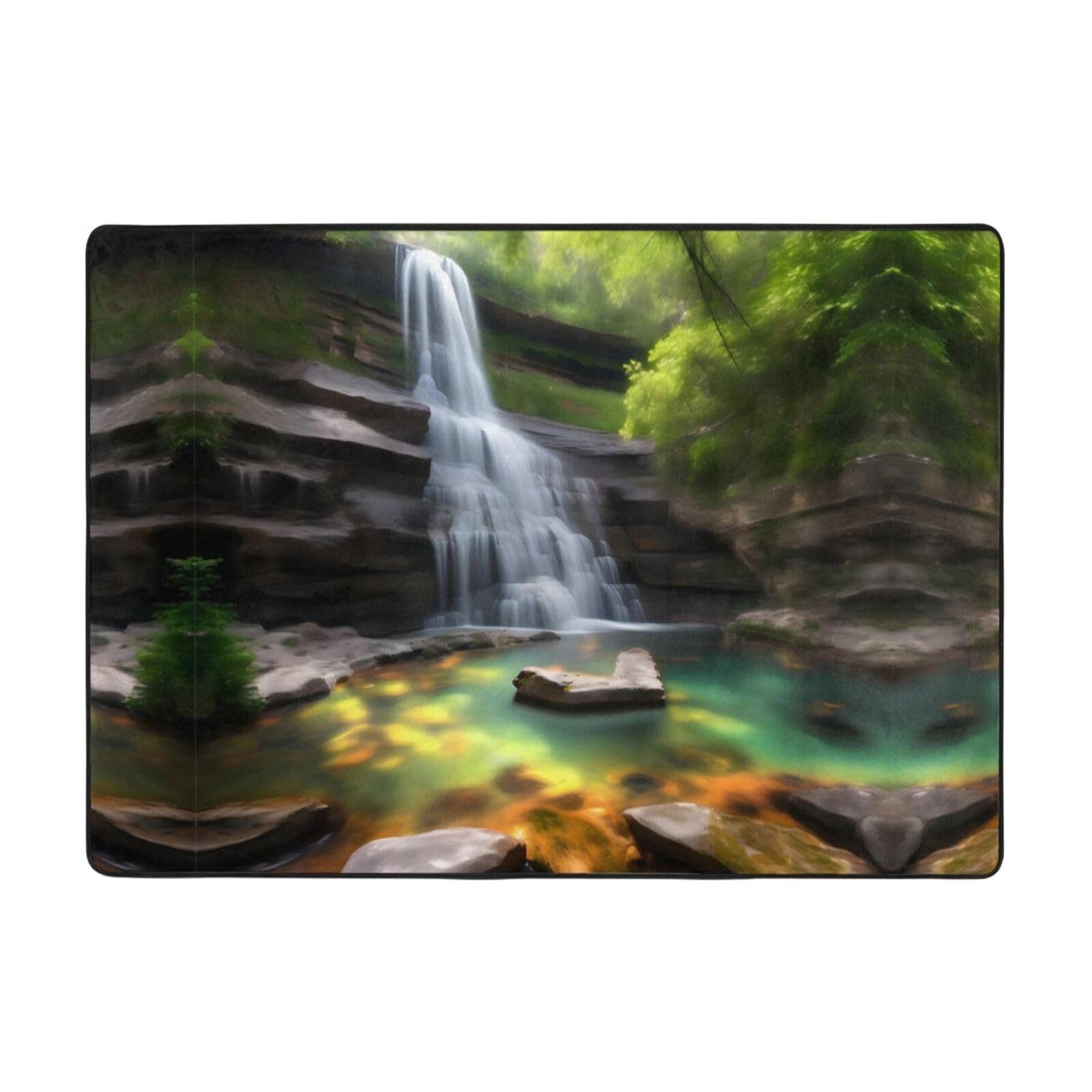 Tapis cascade flanelle grand format pour réchauffer un salon nu