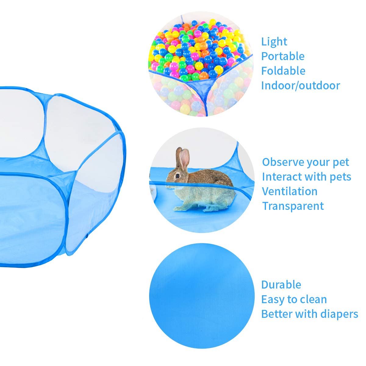 Recinto Pieghevole Per Animali - Gabbia Portatile Per Conigli, Criceti, Gatti, Interno Ed Esterno - Foto 12