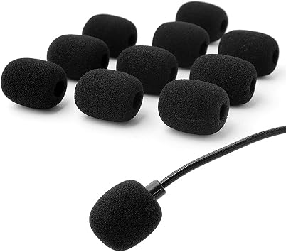 Microphone Sponge, Breathable, Headset, Income Microphone, Loudspeaker, Noise Prevention, Dustproof, Antibacterial, Protection, Microphone Cover, Replacement, Set of 10 1.2 x 0.9 inches 30 x 22 mm,