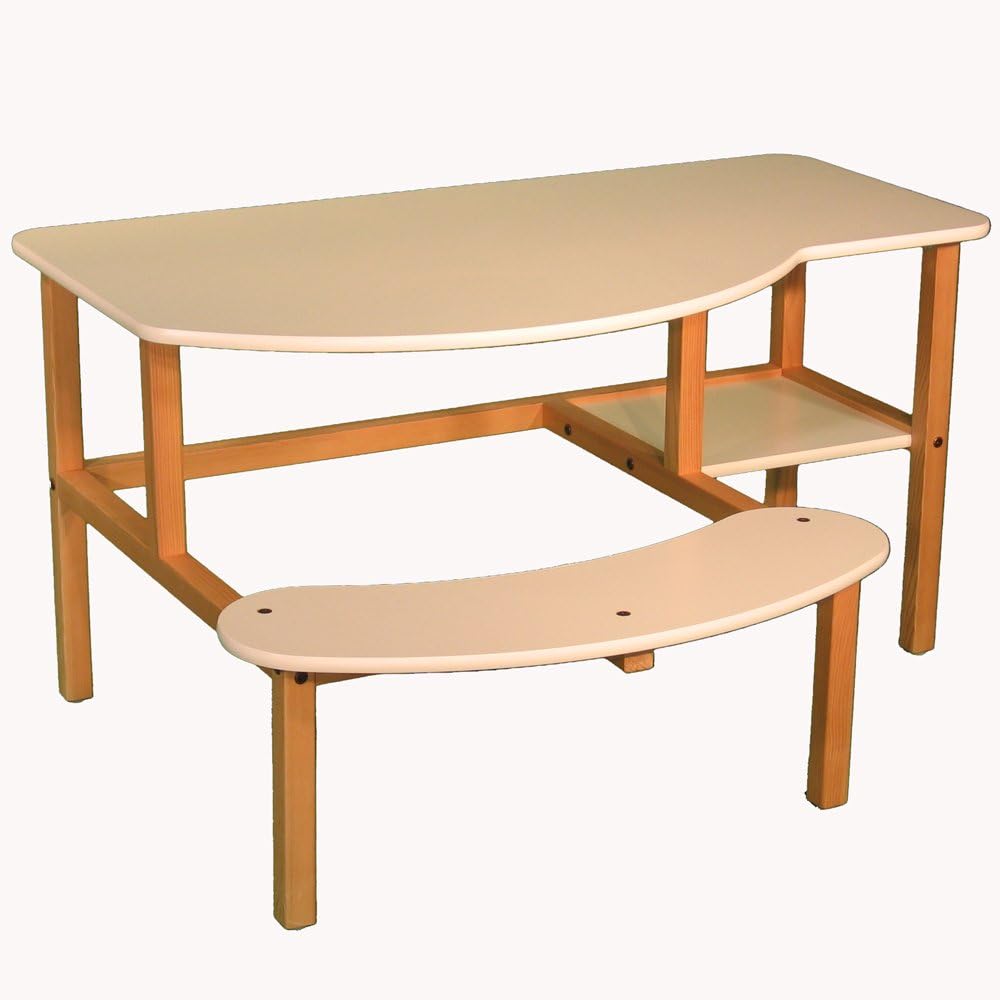 Wild Zoo Furniture Childs Wooden Computer Desk for 1 to 2 Kids, Ages 5 to 10, White