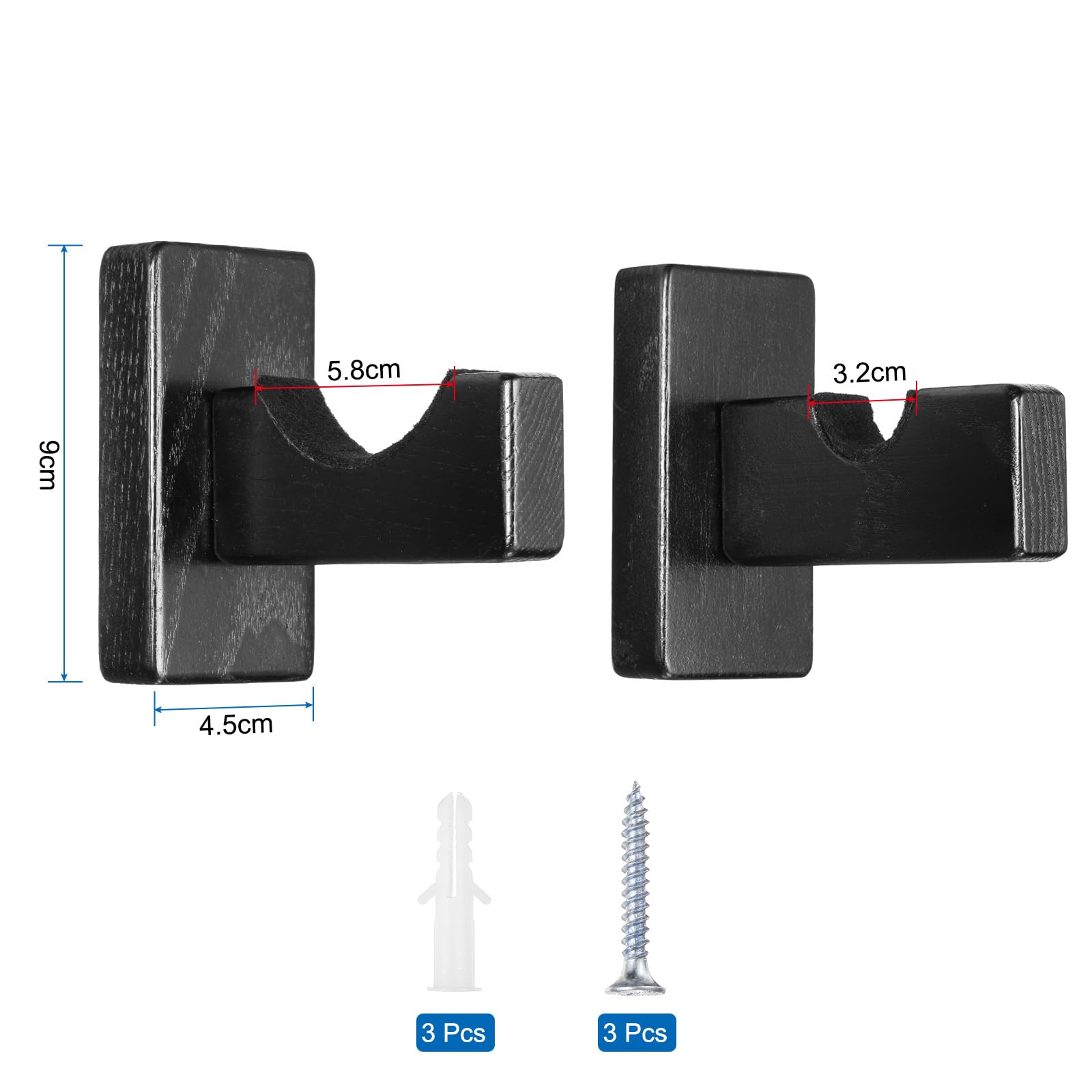QUARKZMAN 2pz Luce Sciabola Muro Montatura Legno Spada Espositore Supporto Spada Conservazione Rack per Spada Ascia Baseball Rastrelliera Nero