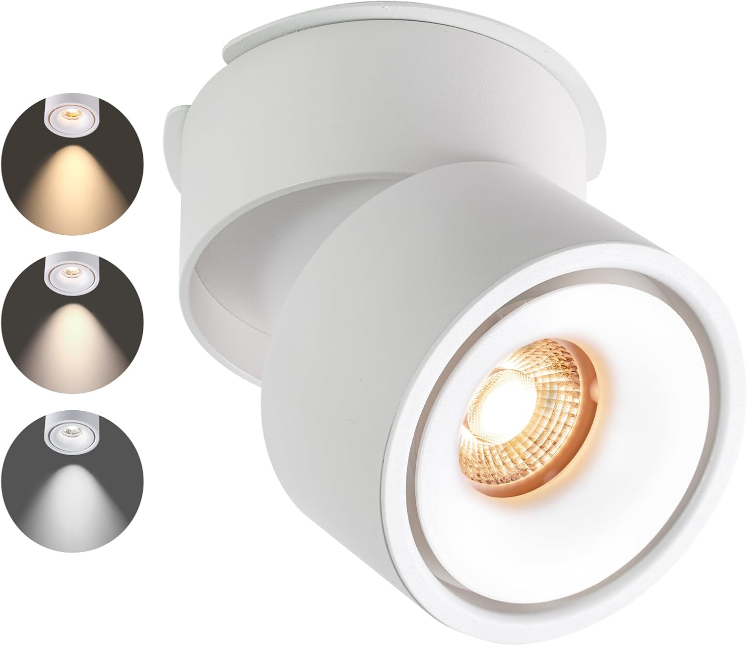 Ceiling Spot Lights Indoor, Ceiling Accent Lights, 3000-6000K Selectable, 10W LED Spot Lights, CRI 98, 220° Directional, White Adjustable accent lights for Living Room Hallway Gallery (Single Light)